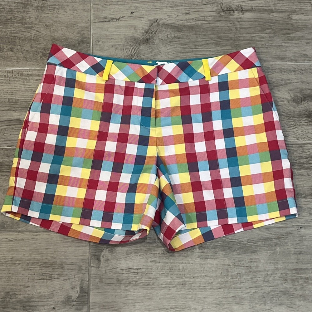 Slazenger Women's Colorful Plaid Golf Shorts Size 2 Pockets Stretch Belt‎ Loops